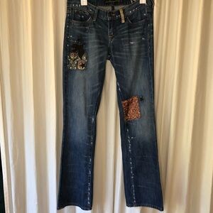 VINTAGE LUCKY BRAND JEANS. Zoe boot size 28 Super cute embroidery and patchwork